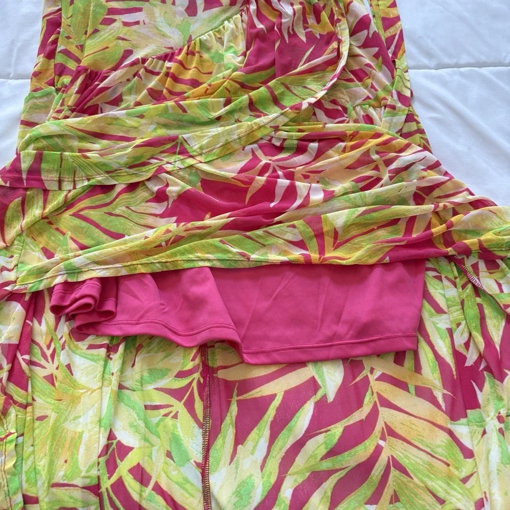 Maxi Skirt Womens Medium Pink Green Floral Tropical Feminine Dainty Hippie Beach